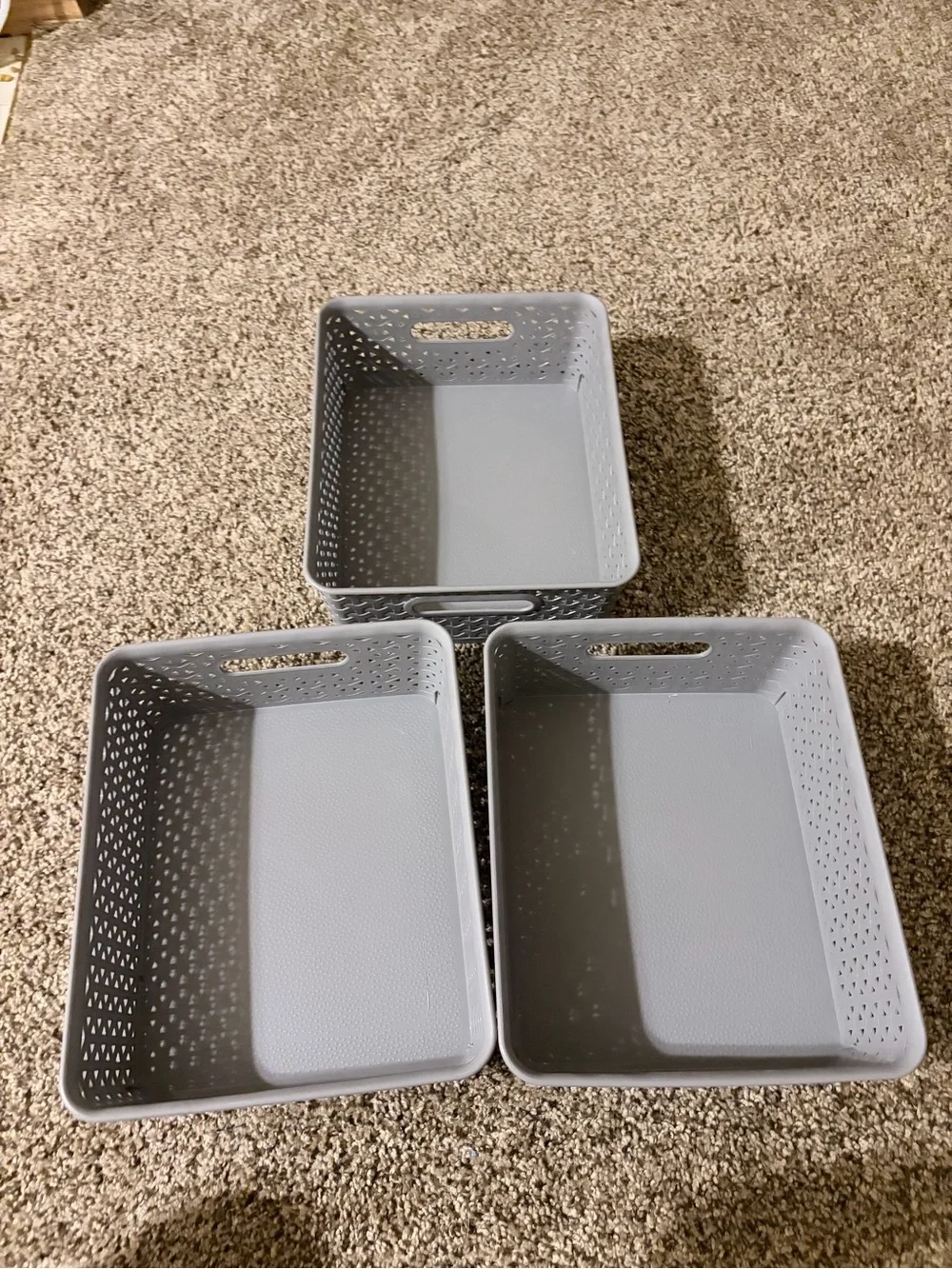 Gray Plastic Storage Basket - Stackable Home Accent
